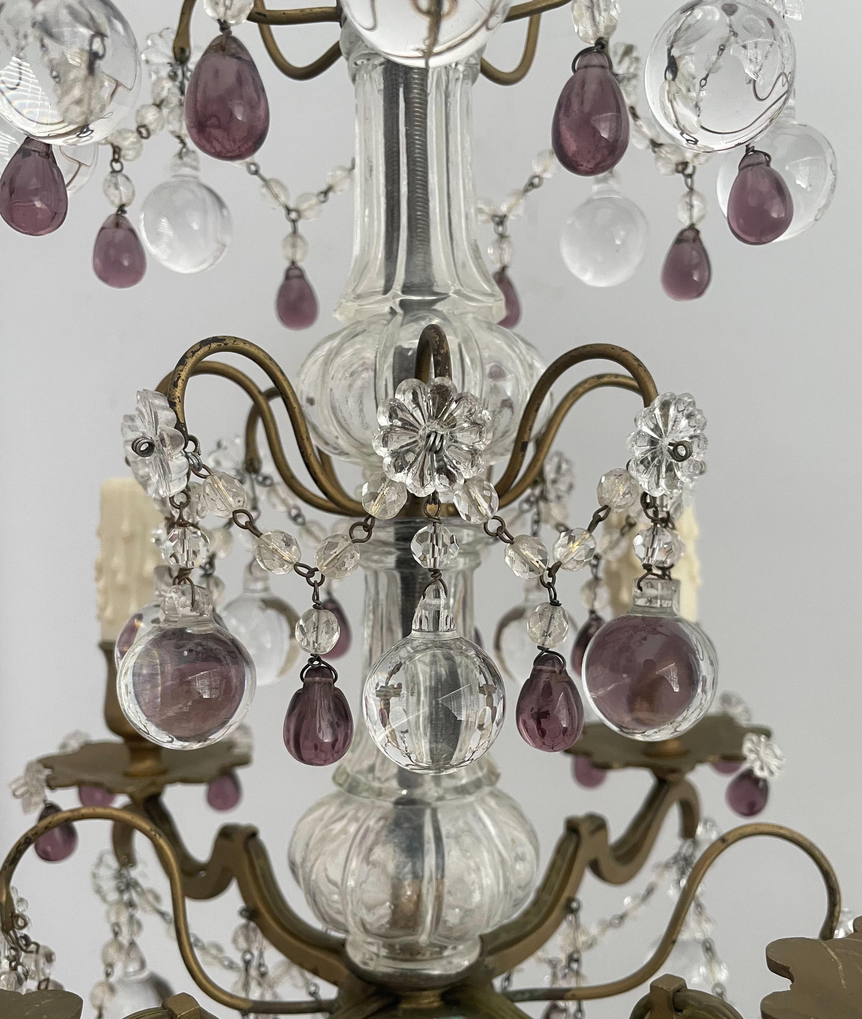 Petite French Crystal Chandelier In Good Condition In Los Angeles, CA