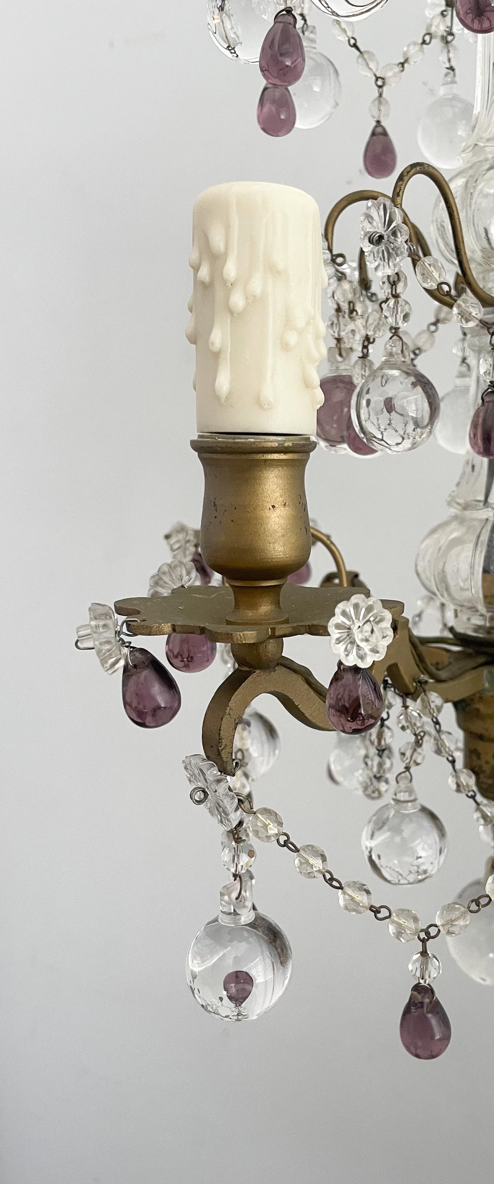 Bronze Petite French Crystal Chandelier
