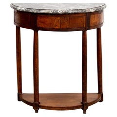 Petite French Demilune Console with Marble Top