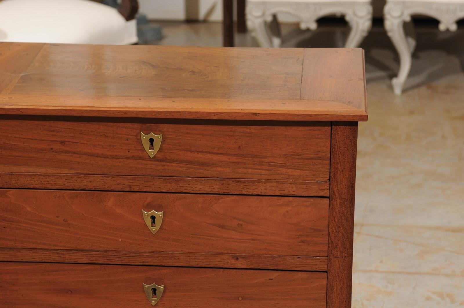 19th Century Petite French Directoire Style Three-Drawer Commode with Tapered Legs, 1880s