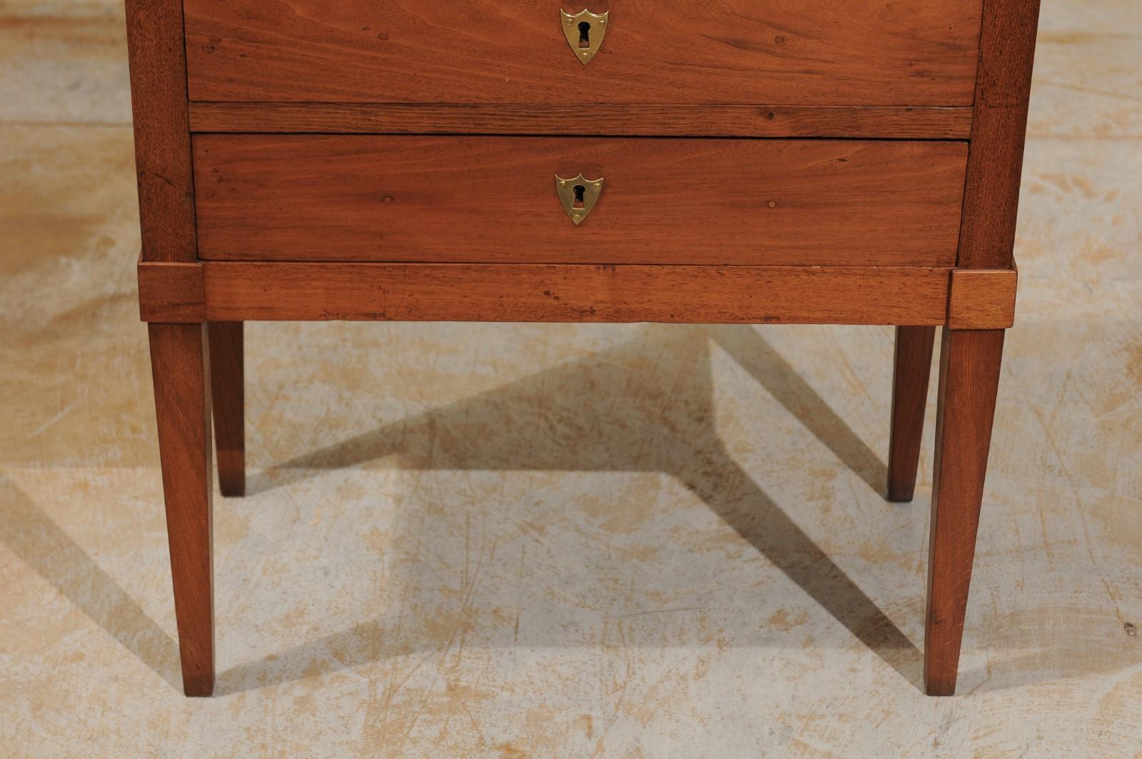 Oak Petite French Directoire Style Three-Drawer Commode with Tapered Legs, 1880s