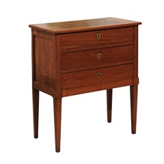 Petite French Directoire Style Three-Drawer Commode with Tapered Legs, 1880s