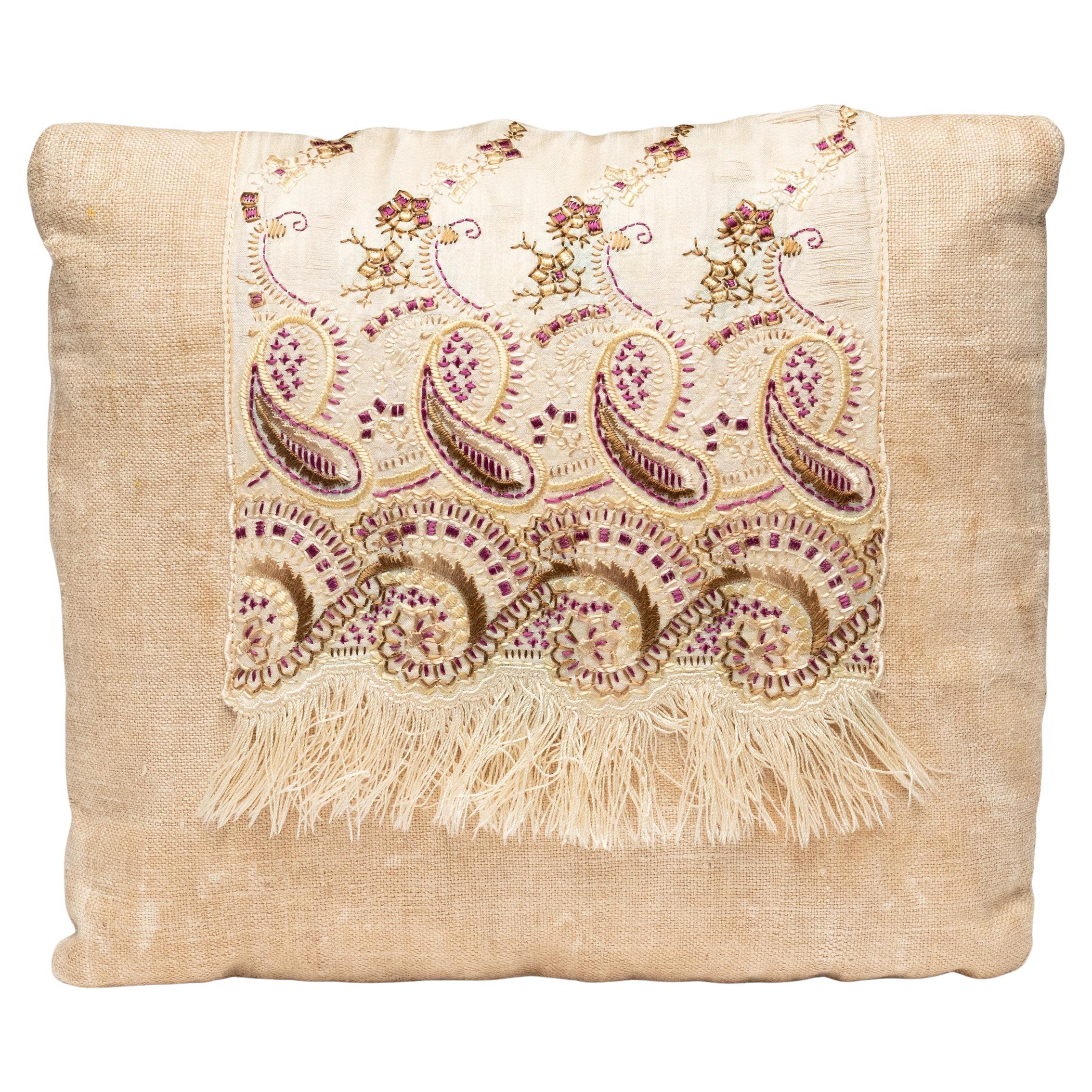 Petite French Embroidery Pillow For Sale