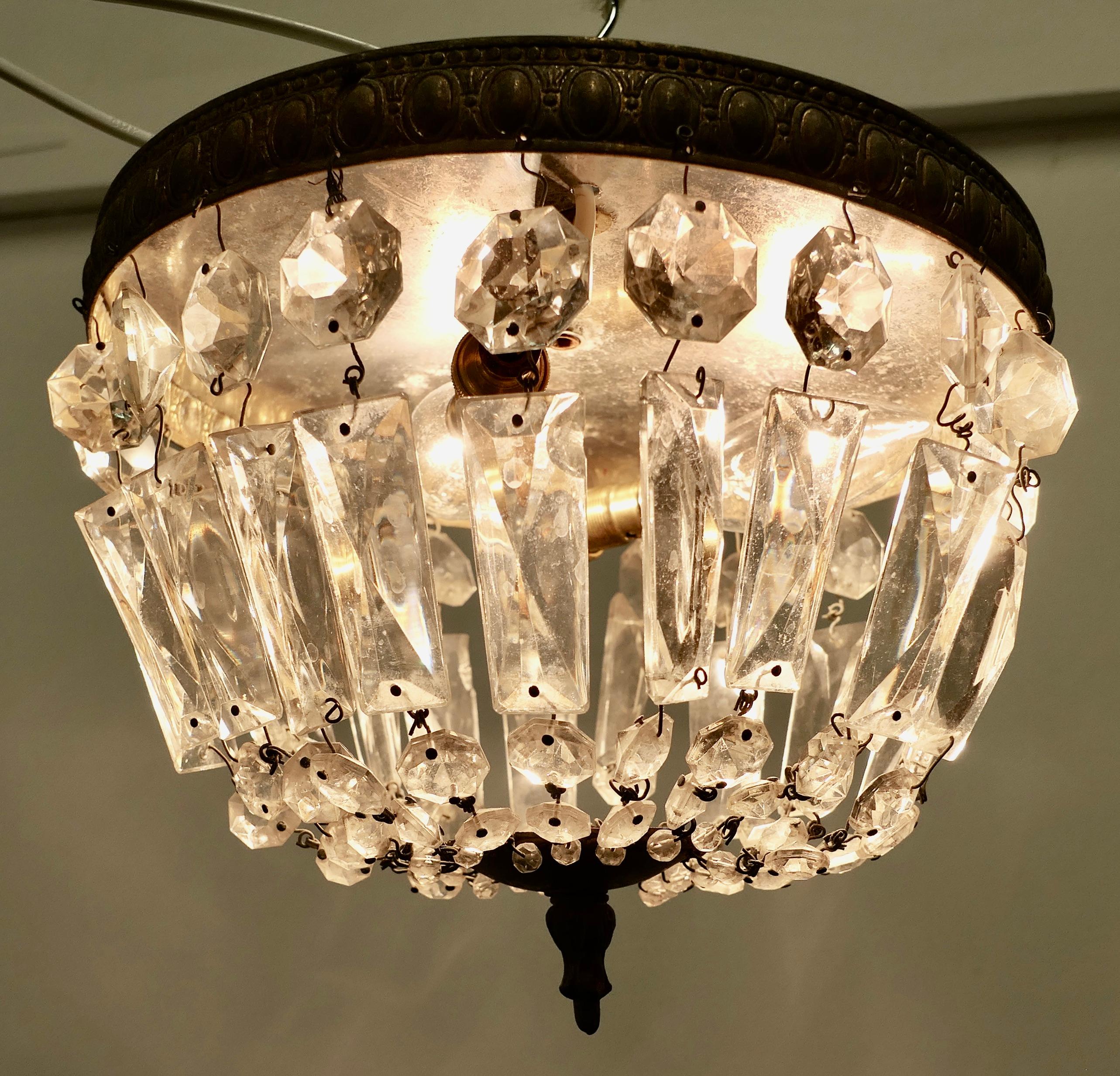 Petite French Empire Style Crystal Basket Chandelier    For Sale 1