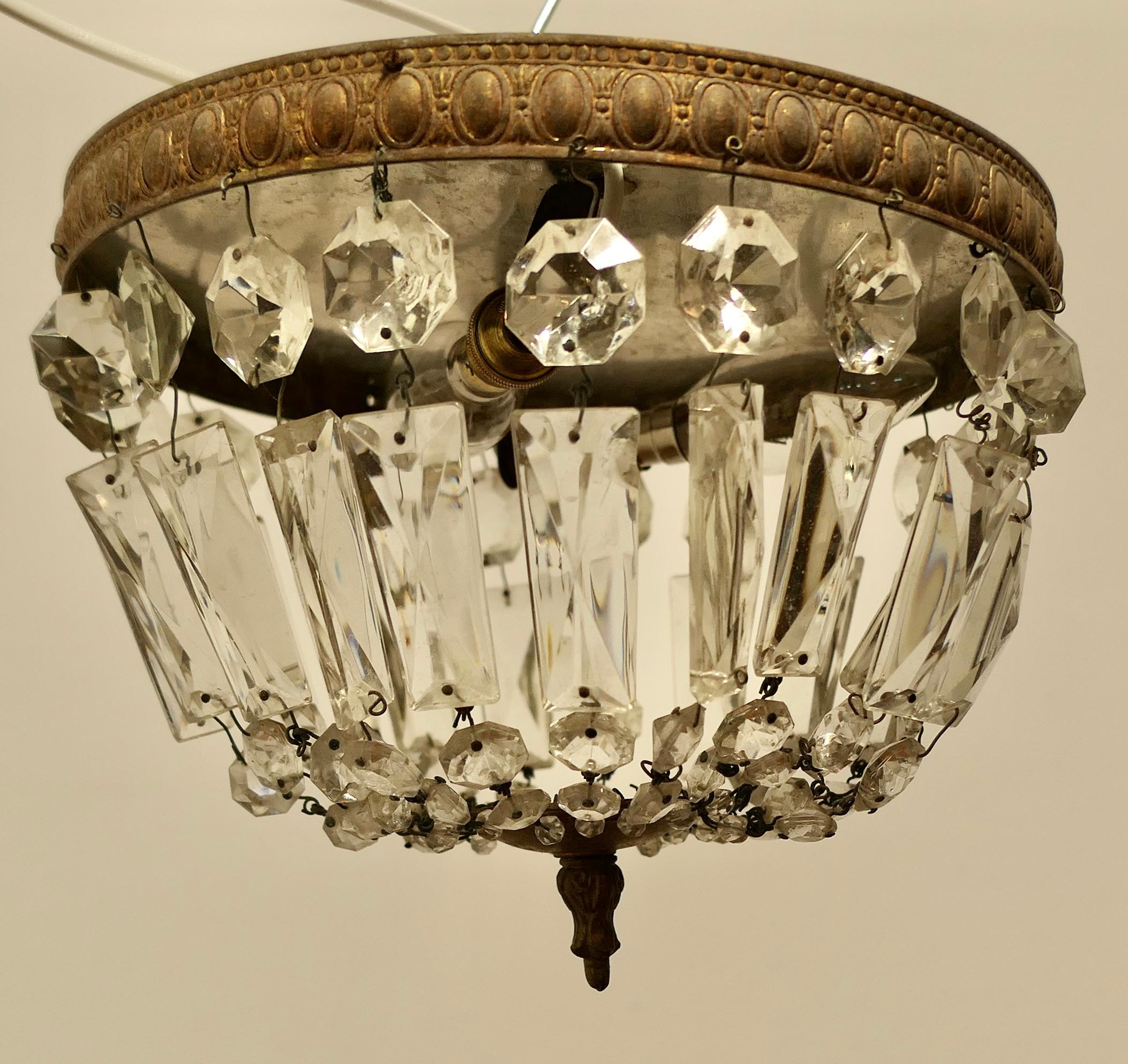 Petite French Empire Style Crystal Basket Chandelier    For Sale 2