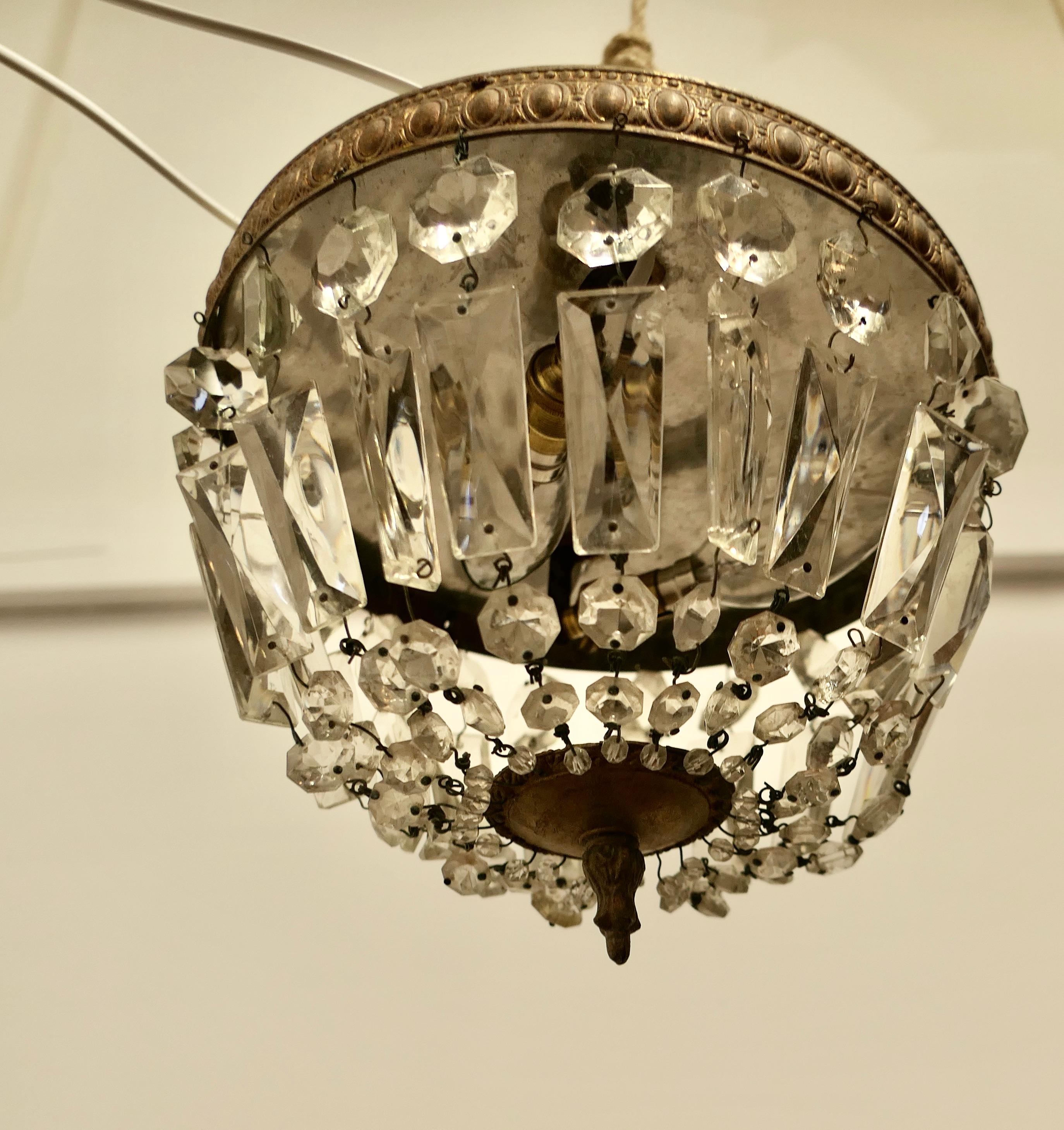 Petite French Empire Style Crystal Basket Chandelier    For Sale 3