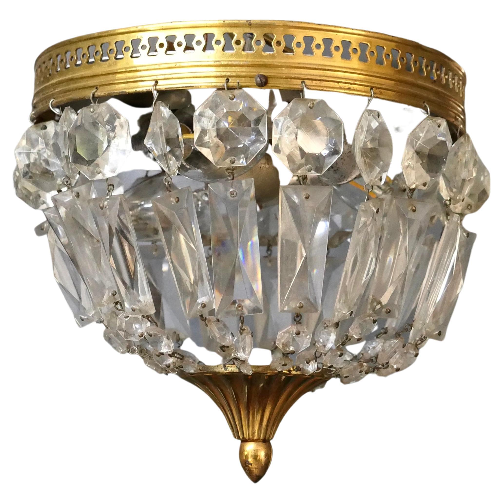Petite French Empire Style Crystal Basket Chandelier For Sale