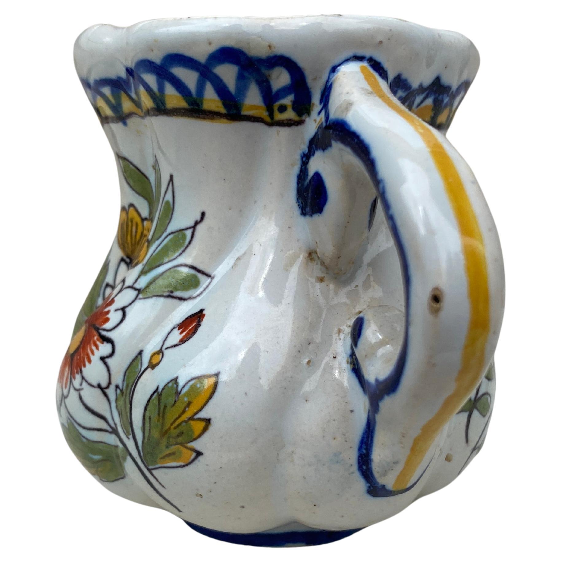 Petite French Faience Handled Pot or Vase Desvres, circa 1900.