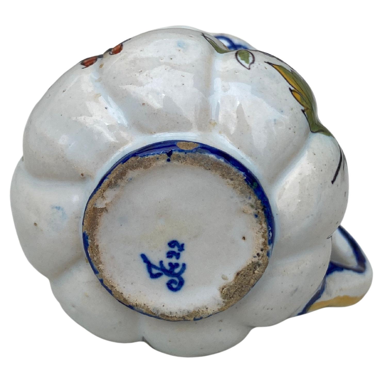 Petite French Faience Handled Pot or Vase Desvres, circa 1900 in vendita 1