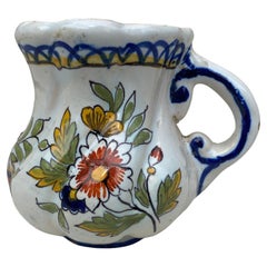 Antique Petite French Faience Handled Pot or Vase Desvres, circa 1900
