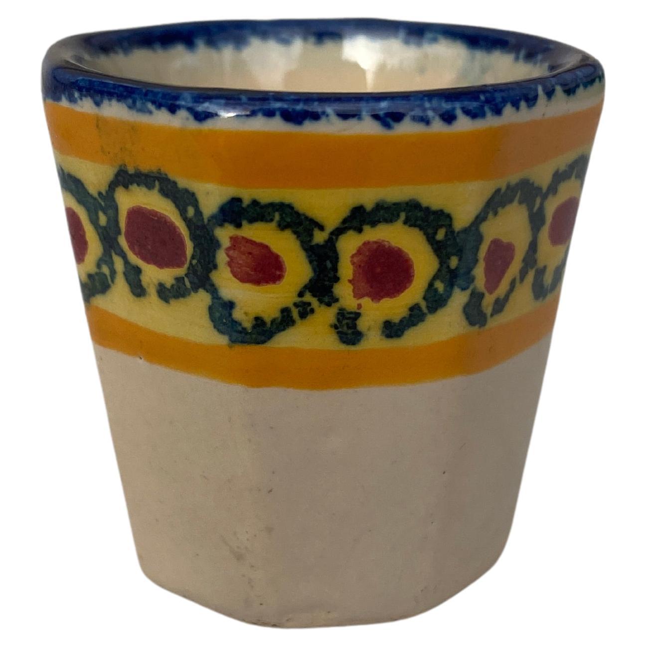 Petite French Faience Quimper Cup Circa 1940 For Sale