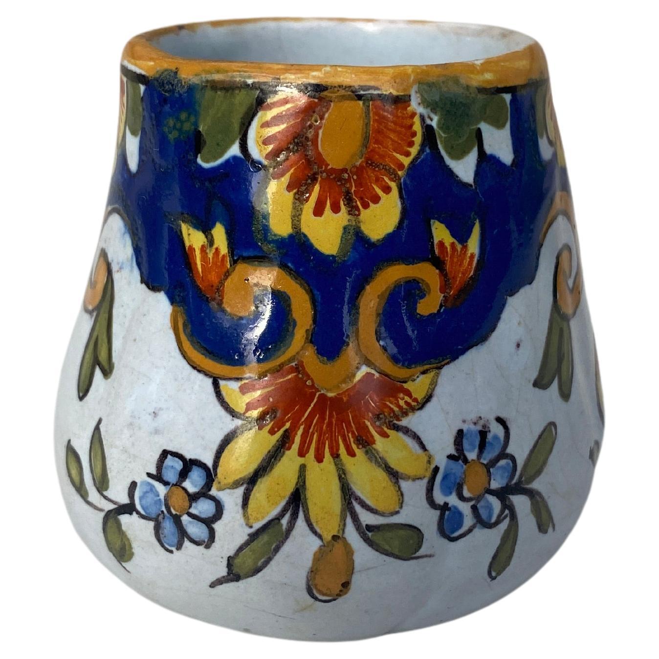 French Provincial Petite French Faience Vase Desvres, circa 1900 For Sale
