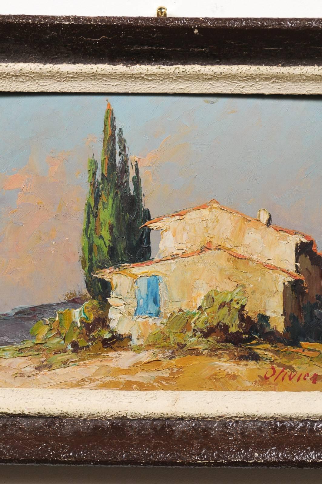 Petite French Framed Oil Painting Depicting a Provençal Country Scene, 1890s In Good Condition In Atlanta, GA