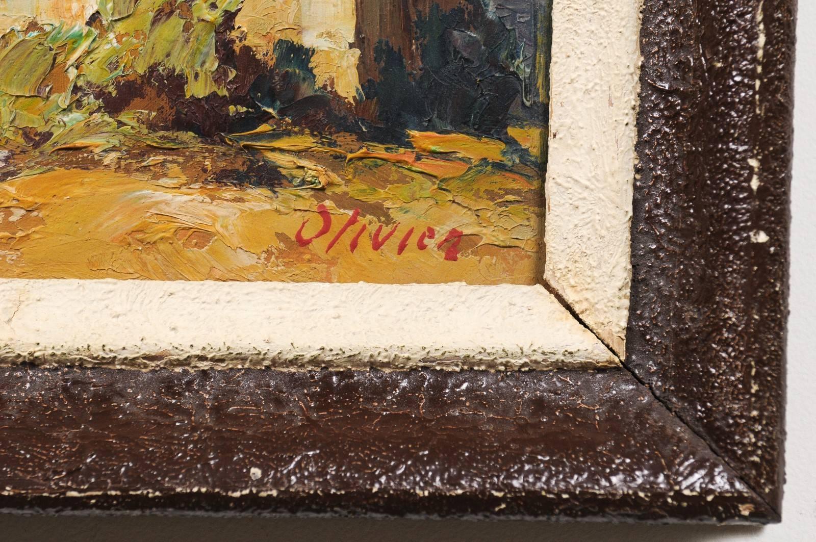 Petite French Framed Oil Painting Depicting a Provençal Country Scene, 1890s 1