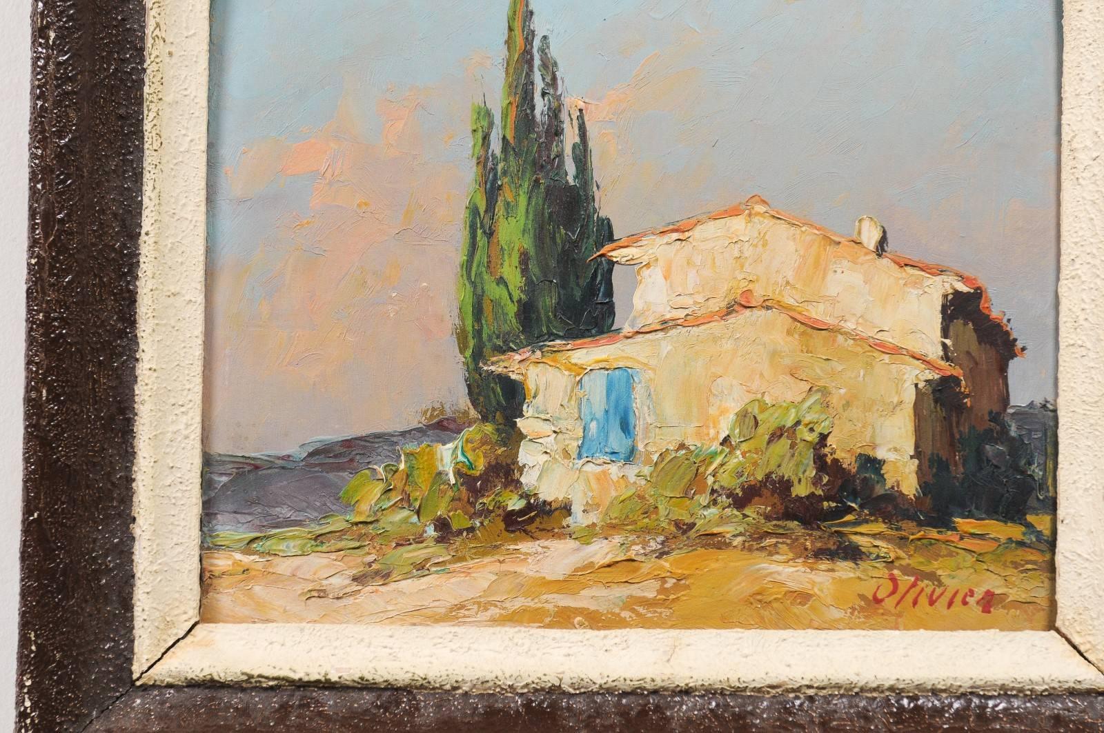 Petite French Framed Oil Painting Depicting a Provençal Country Scene, 1890s 2