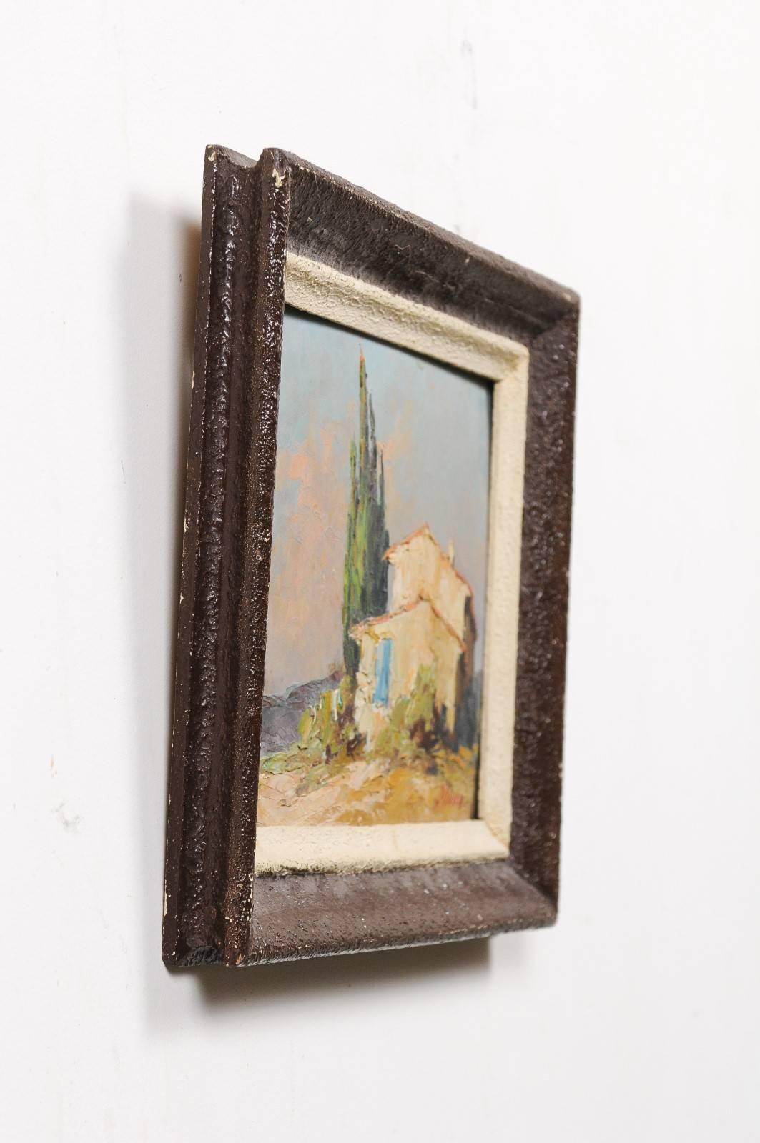 Petite French Framed Oil Painting Depicting a Provençal Country Scene, 1890s 3