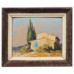 Petite French Framed Oil Painting Depicting a Provençal Country Scene, 1890s