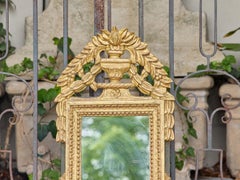 Petite French Giltwood Mirror with Urn and Laurel Crest, circa 1920