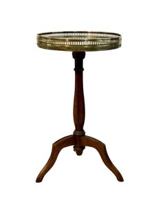 Petite French Gueridon with Marble Top and Brass Gallery, 19th Century