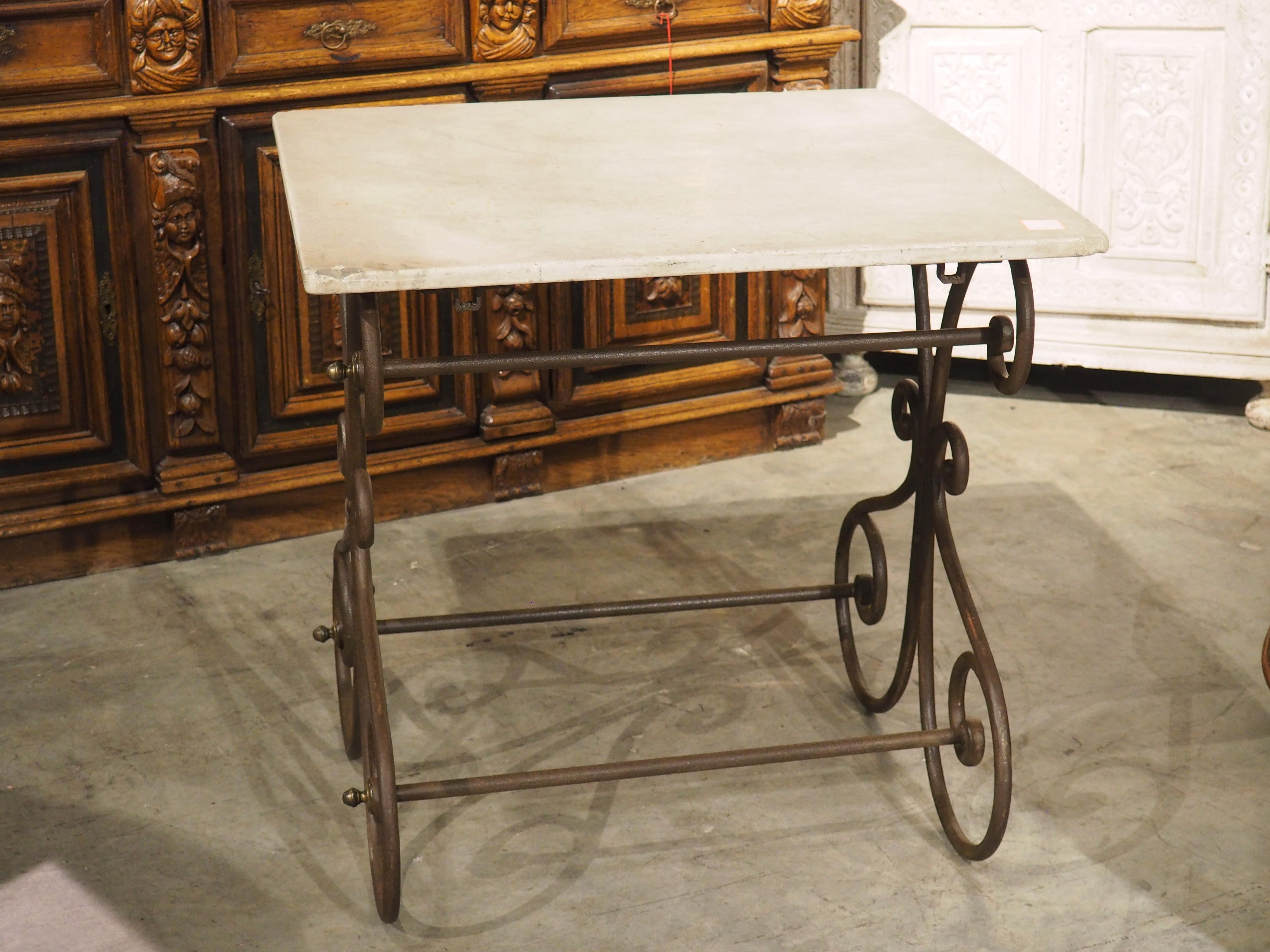 Petite French Iron and Marble Table de Boucherie or Pastry Table, Circa 1890 For Sale 9