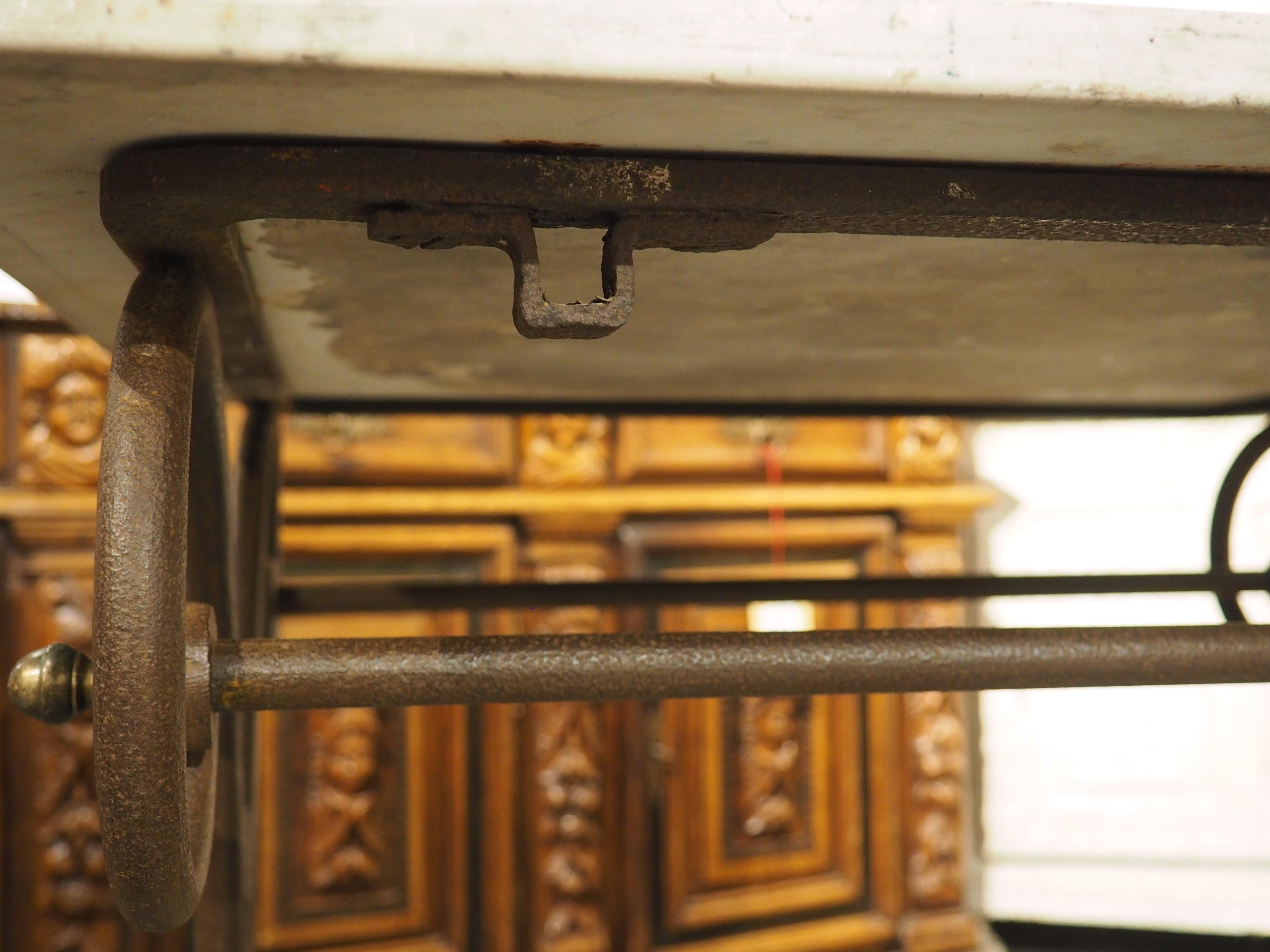 Petite French Iron and Marble Table de Boucherie or Pastry Table, Circa 1890 For Sale 10