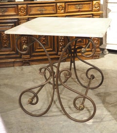 Petite French Iron and Marble Table de Boucherie or Pastry Table, Circa 1890