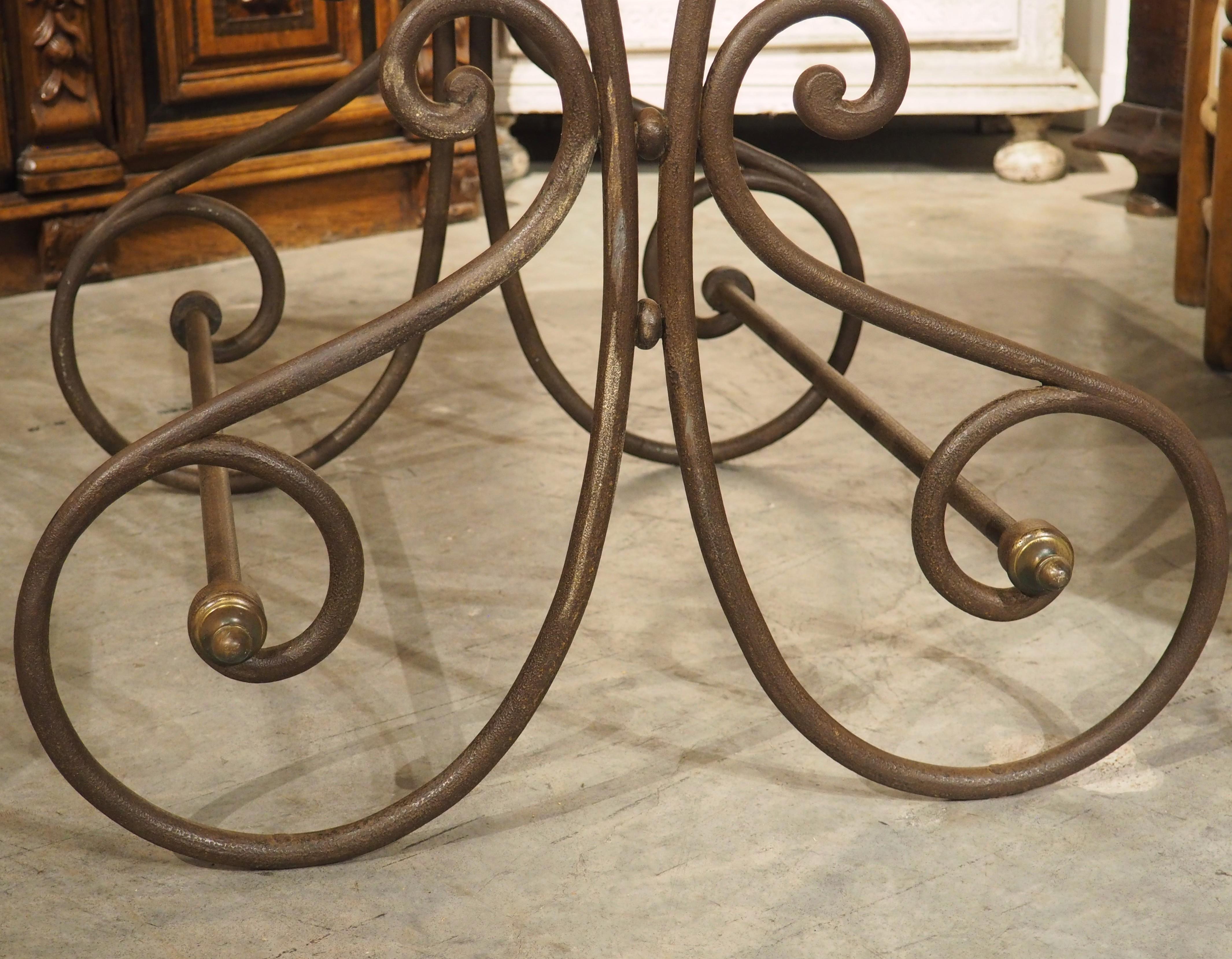Hand-Carved Petite French Iron and Marble Table de Boucherie or Pastry Table, Circa 1890 For Sale
