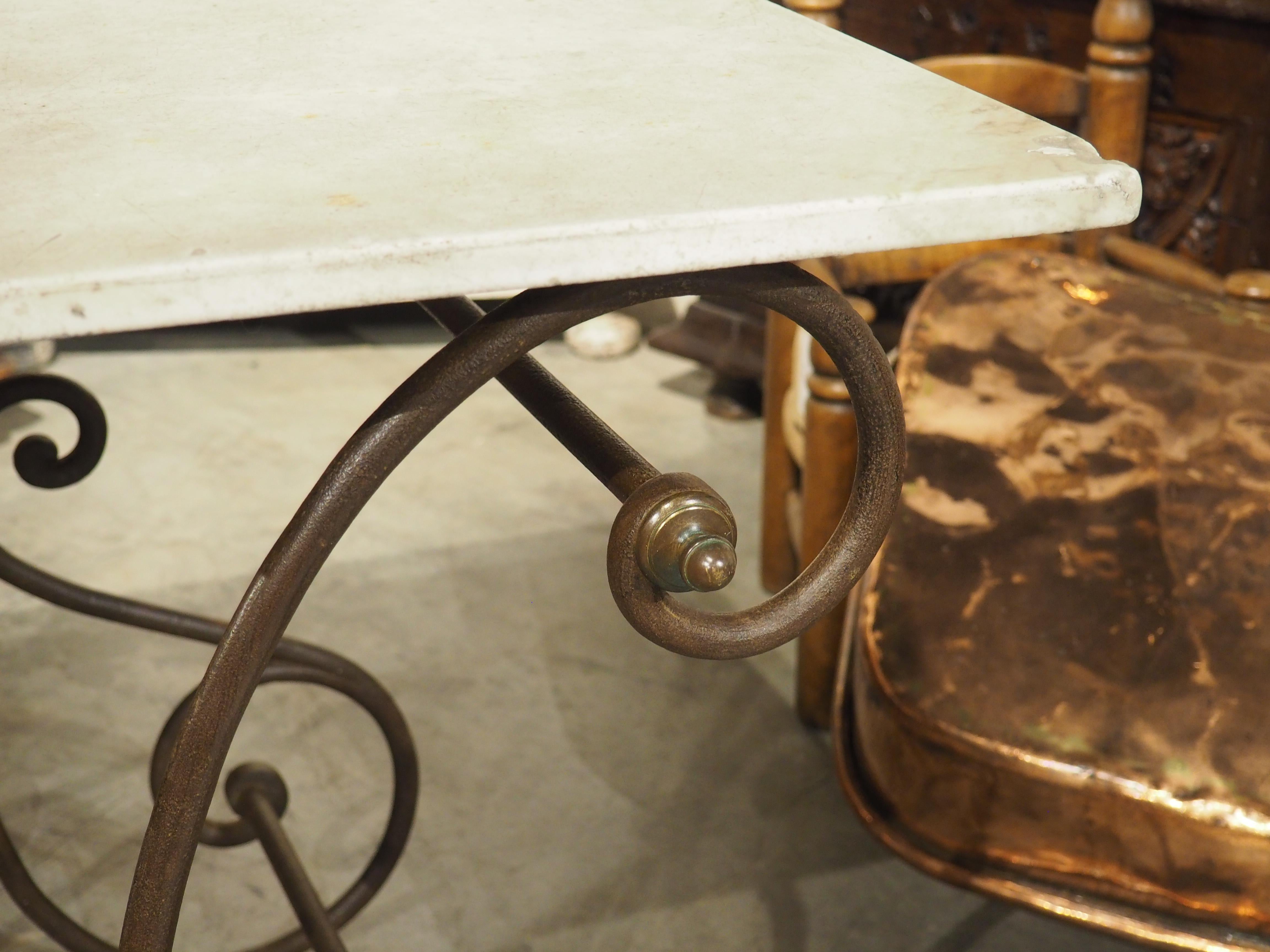 Petite French Iron and Marble Table de Boucherie or Pastry Table, Circa 1890 In Good Condition For Sale In Dallas, TX