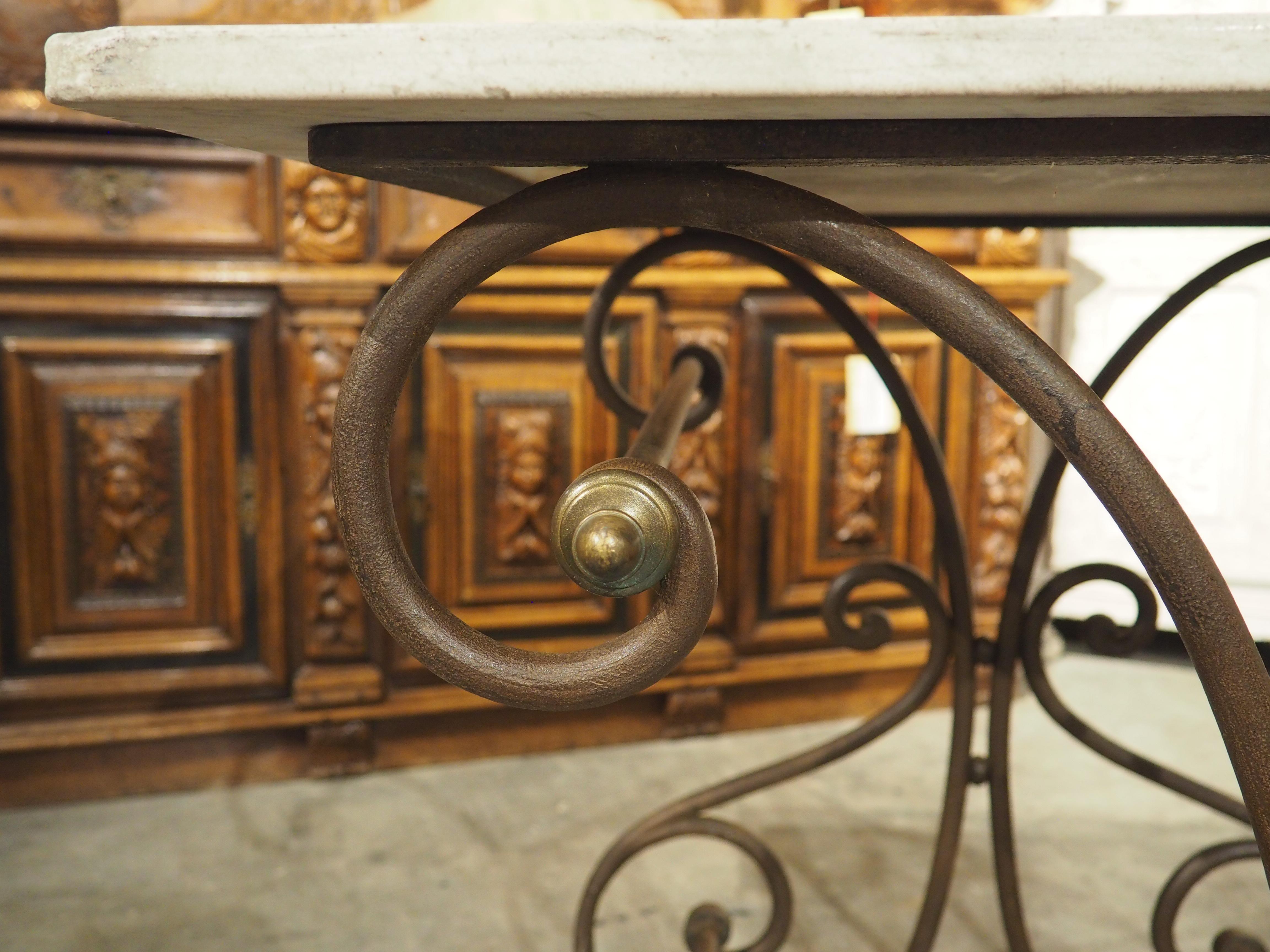 Petite French Iron and Marble Table de Boucherie or Pastry Table, Circa 1890 For Sale 2