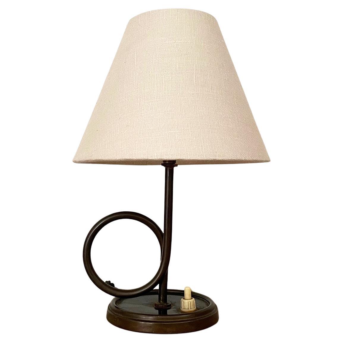 Petite French Iron Loop Table Lamp For Sale