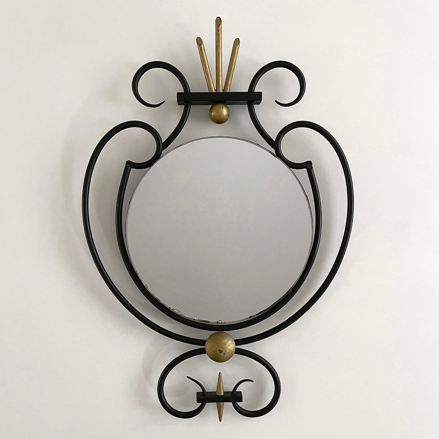 Petite French Iron Mirror For Sale 5