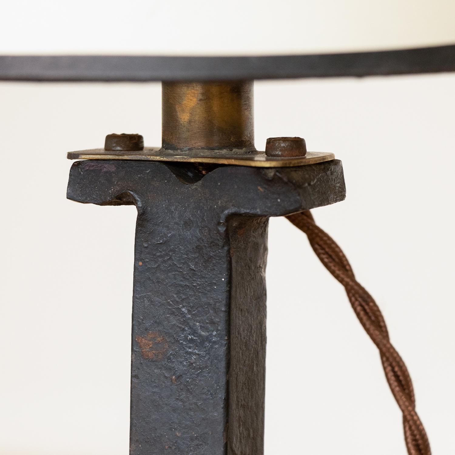 20th Century Petite French Iron Table Lamp