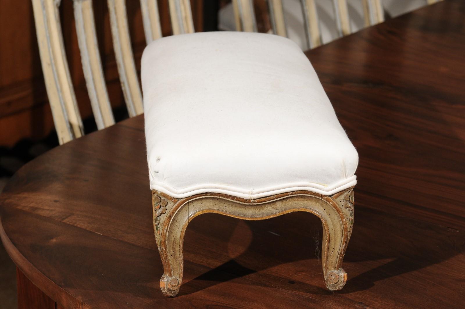 Petite French Louis XV Style 19th Century Painted Wood Footstool from Provence 5