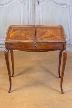 Petite French Louis XV Style Walnut Slant-Front Desk, Stamped, circa 1810