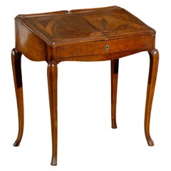 Petite French Louis XV Style Walnut Slant-Front Desk, Stamped, circa 1810