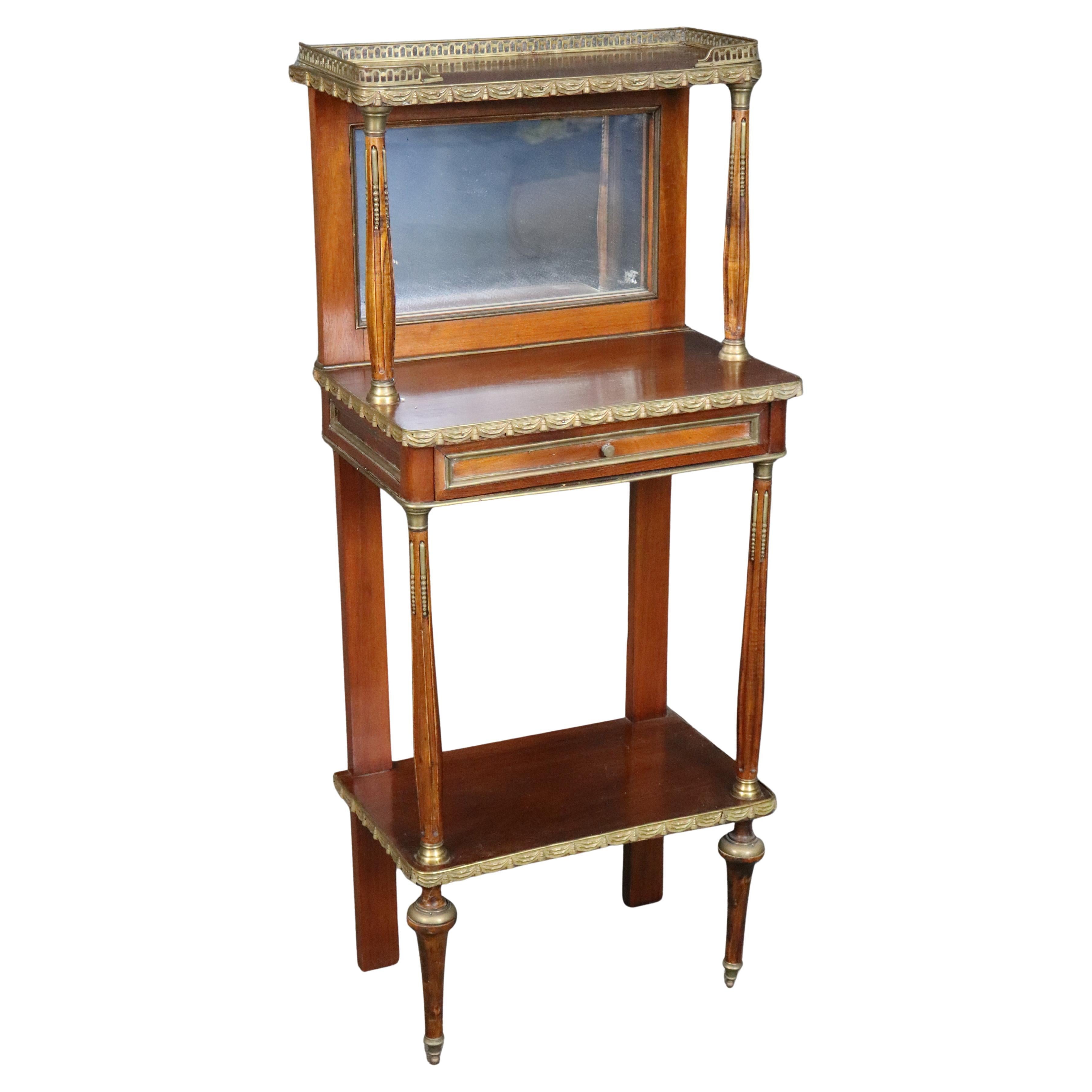 Petite French Louis XVI Style Brass Mounted Three Tier Vanity