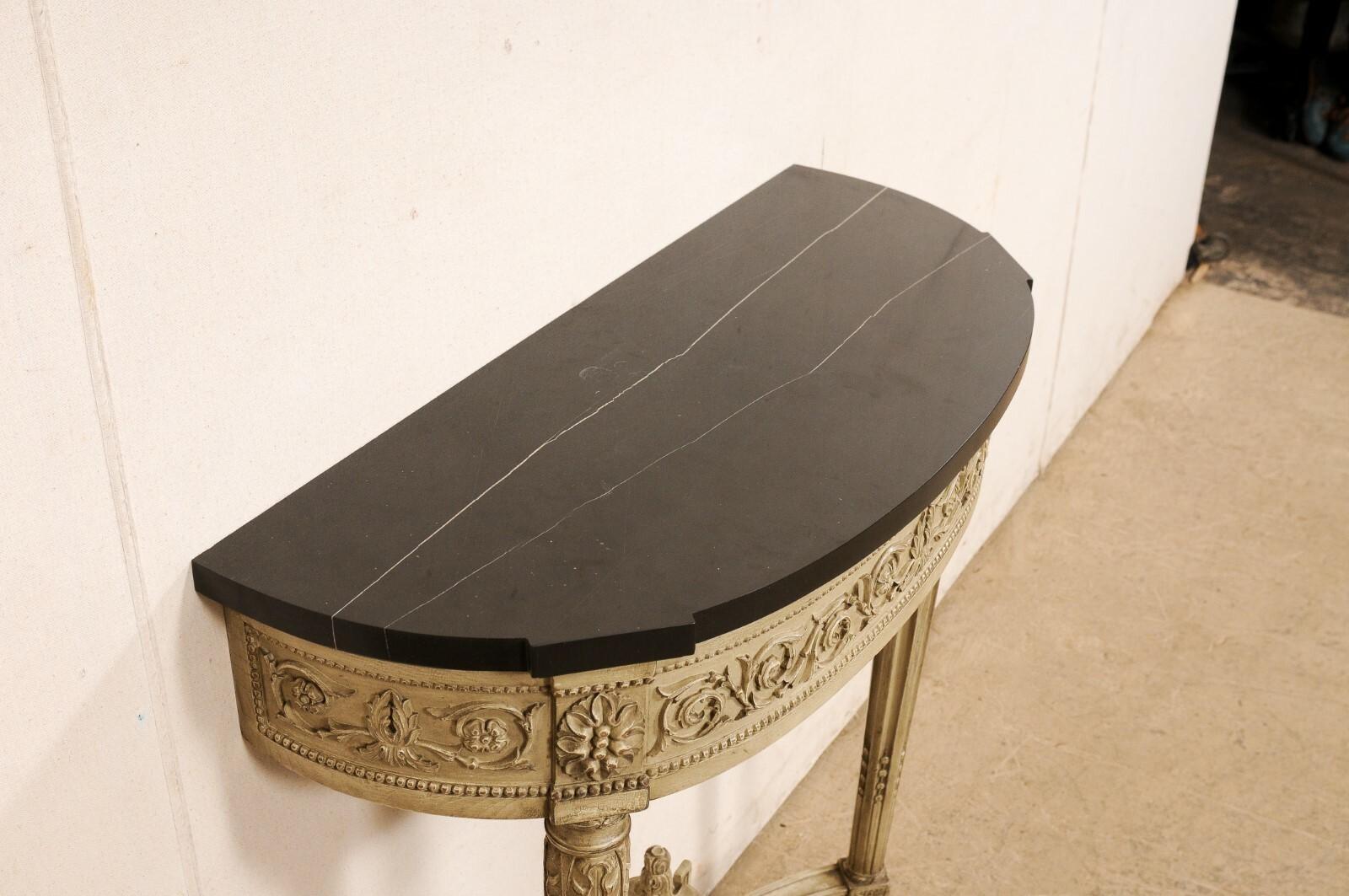 Petite French Neoclassic Wall Console w/Black Marble Top, Early 20th C. For Sale 5