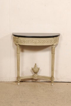 Petite console murale néoclassique française avec plateau en marbre noir, début du C.I.C.