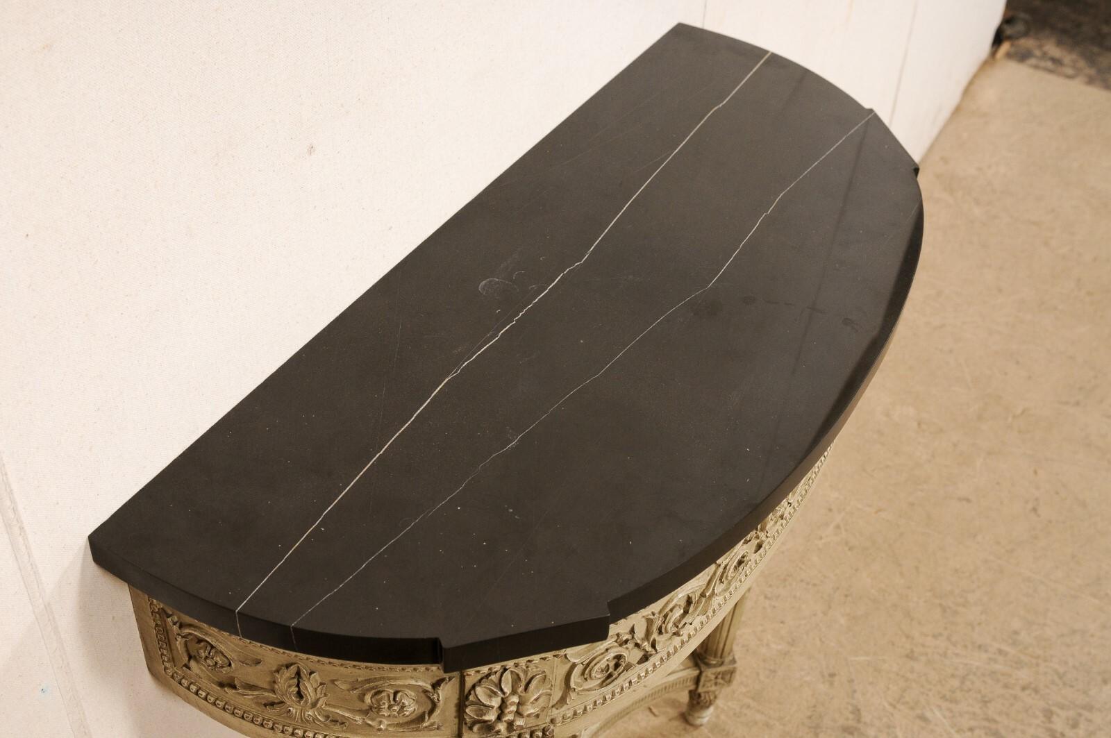 Petite French Neoclassic Wall Console w/Black Marble Top, Early 20th C. For Sale 2