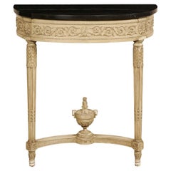 Used Petite French Neoclassic Wall Console w/Black Marble Top, Early 20th C.