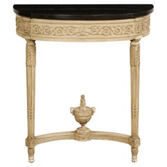 Petite console murale néoclassique française avec plateau en marbre noir, début du C.I.C.