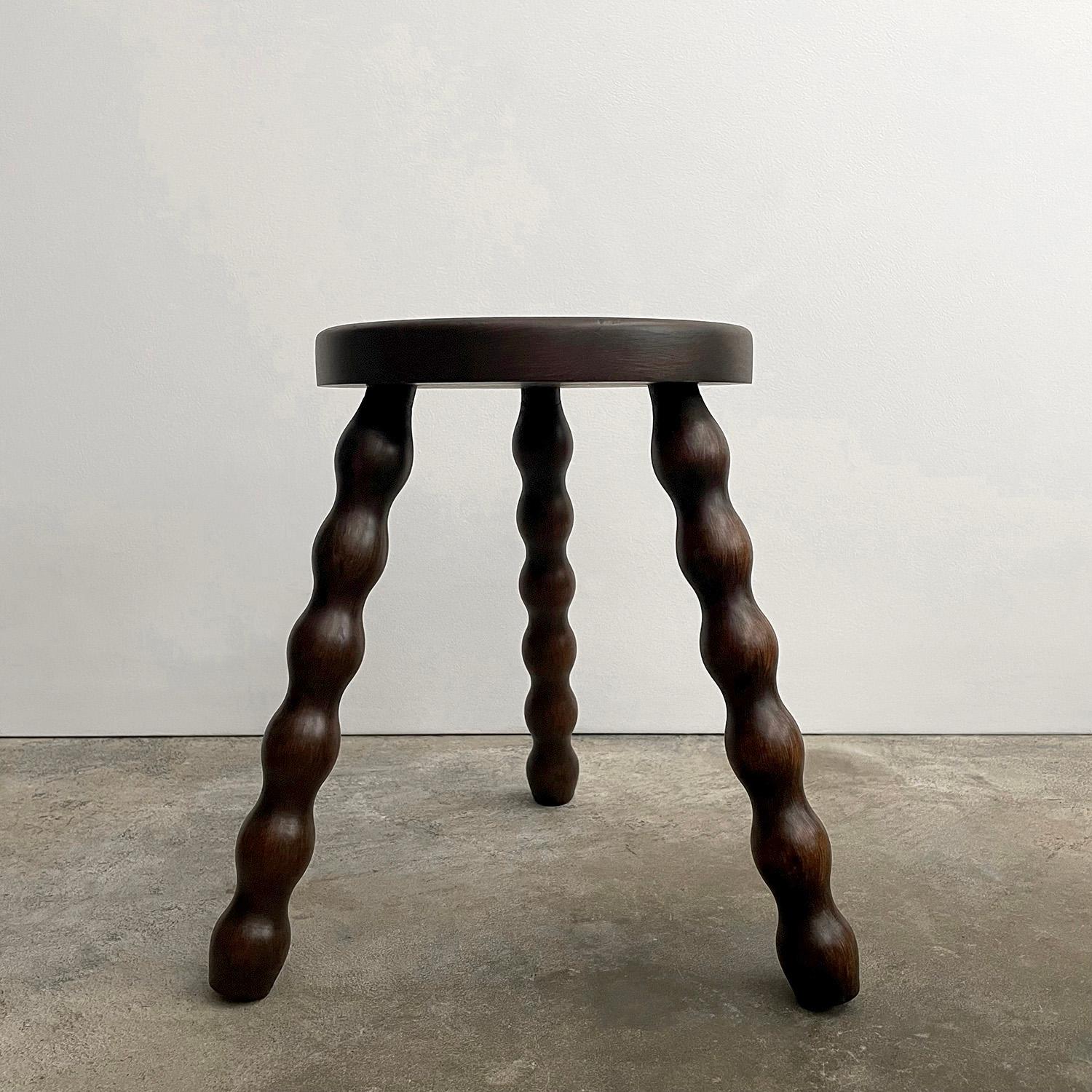 Petite French Oak Tripod Stool For Sale 7