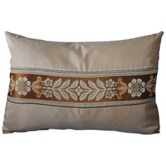 Petite French Peach Silk Ribbon Lumbar Decorative Pillow