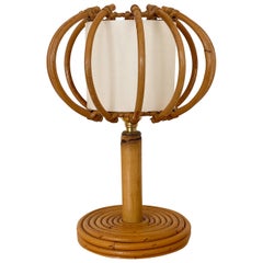 Petite French Rattan Lamp with Orb Shade