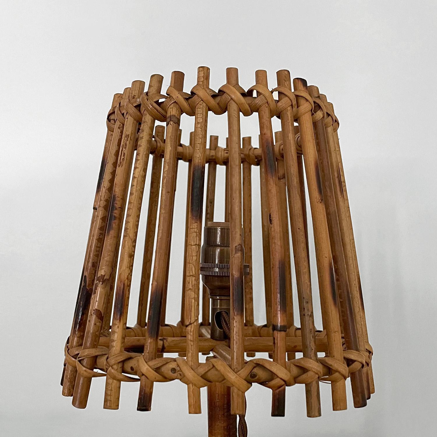 Petite French Rattan Table Lamp  In Good Condition For Sale In Los Angeles, CA