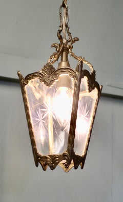 Petite French Rococo Style Lantern Hall Light A superb quality brass lantern
