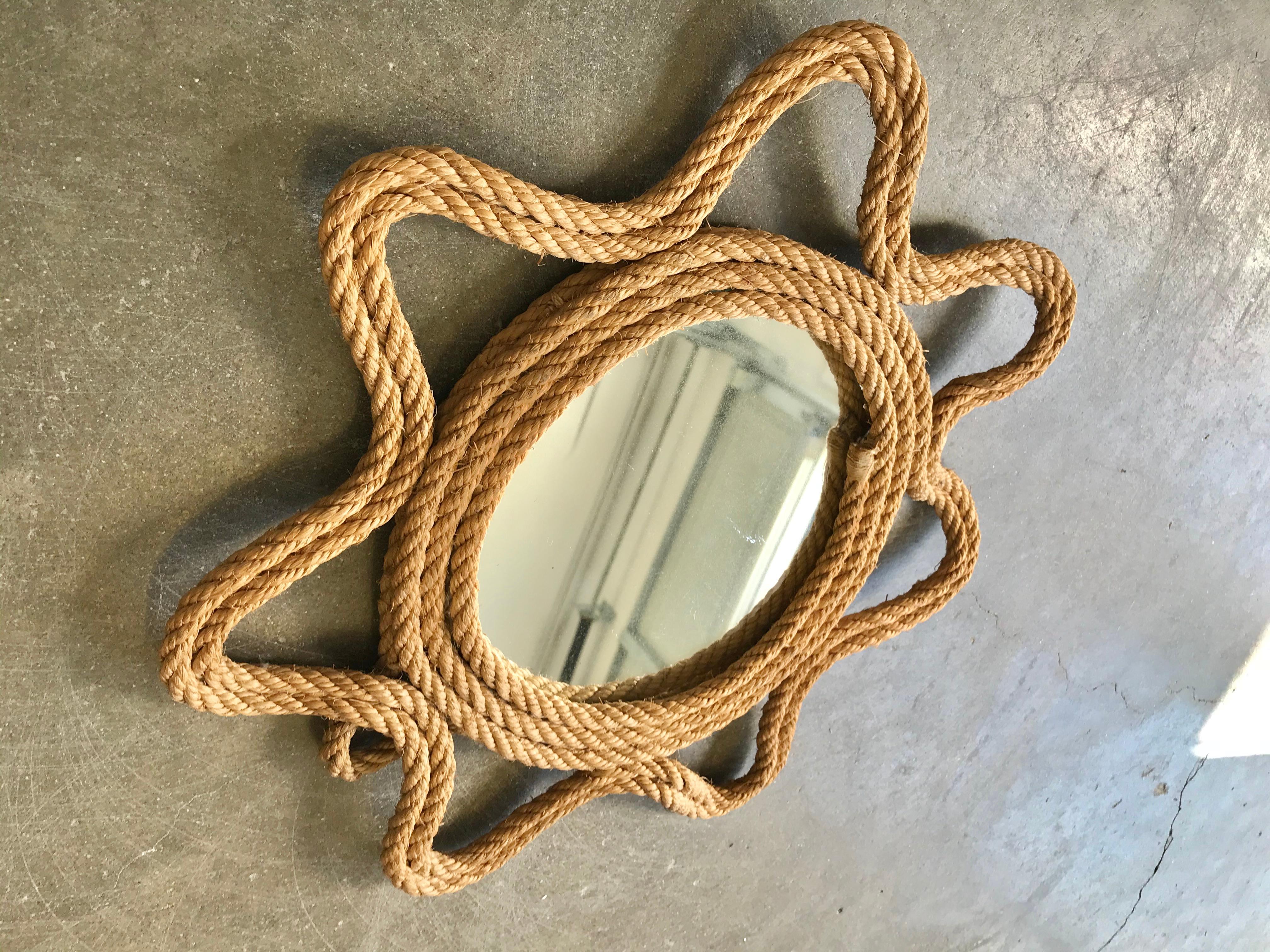 Petite French Rope Mirror in the Style of Audoux and Minet 2