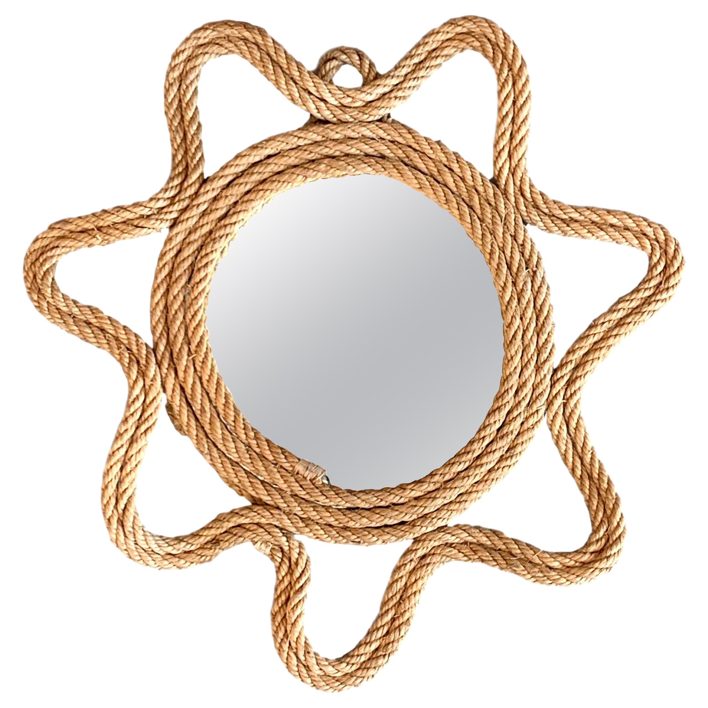 Petite French Rope Mirror in the Style of Audoux and Minet
