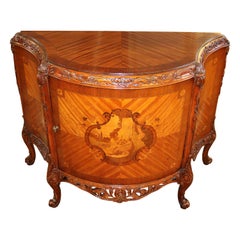 Petite French Satinwood Inlaid Louis XV Style Server Buffet Commode Circa 1920
