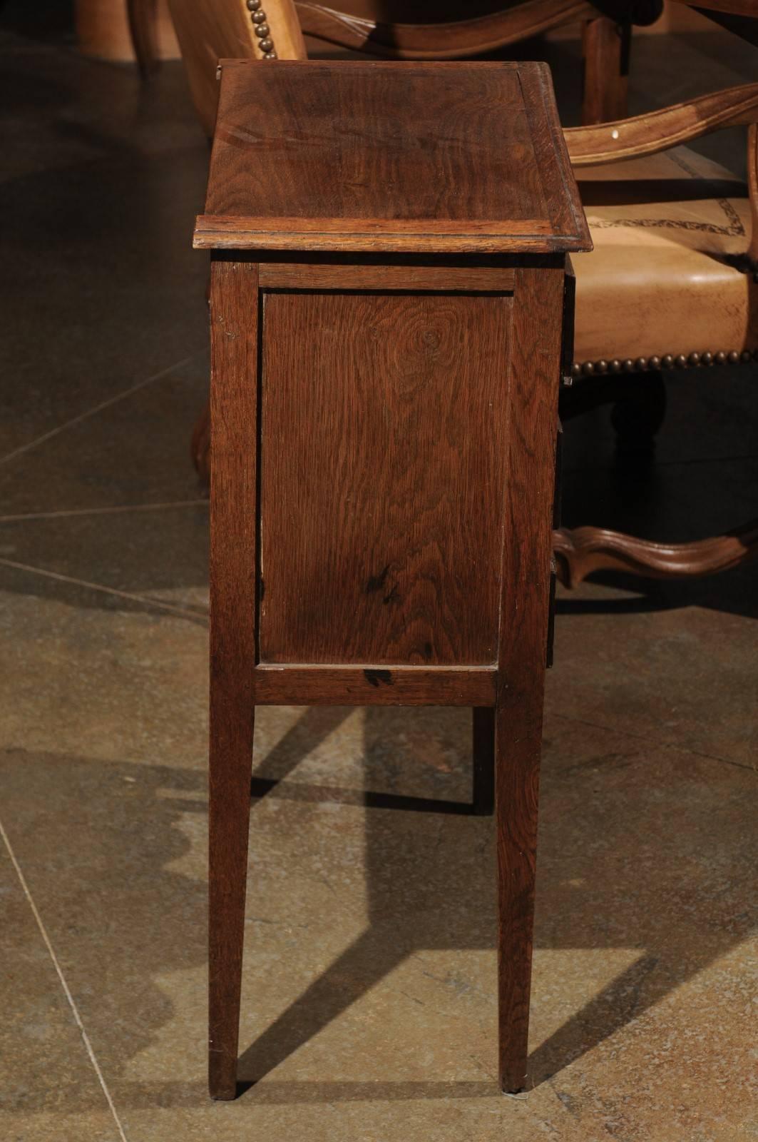 Petite French Three-Drawer Oak Commode with Carved Skirt and Ribbons, circa 1850 2